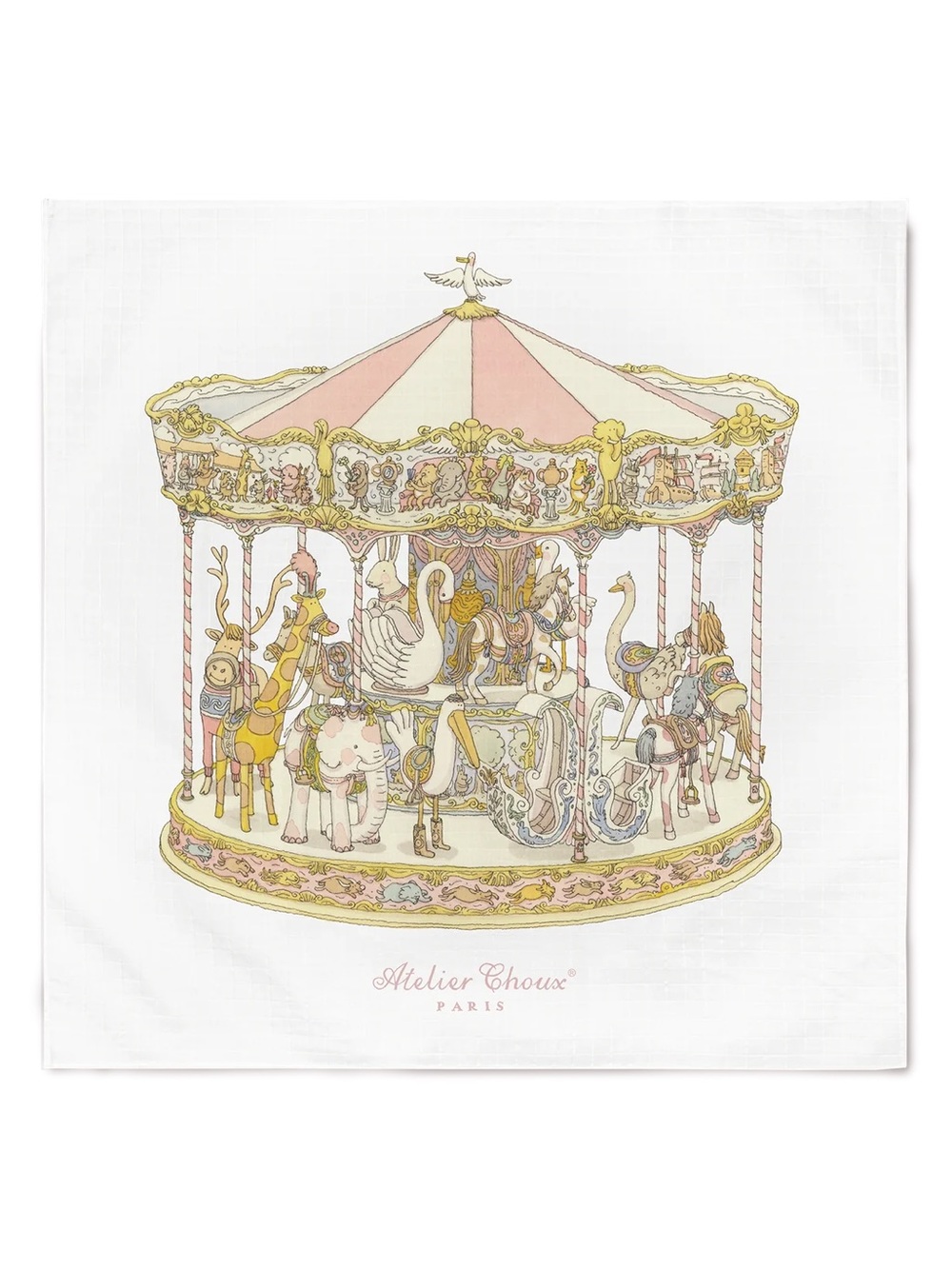 Atelier Choux Carré (Organic Swaddle Blanket) in Carousel Pink with Gift Box